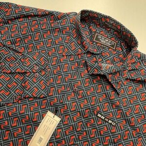 BHPC Beverly Hills‎ Polo Club Button Down Geometric Print Shirt XXL